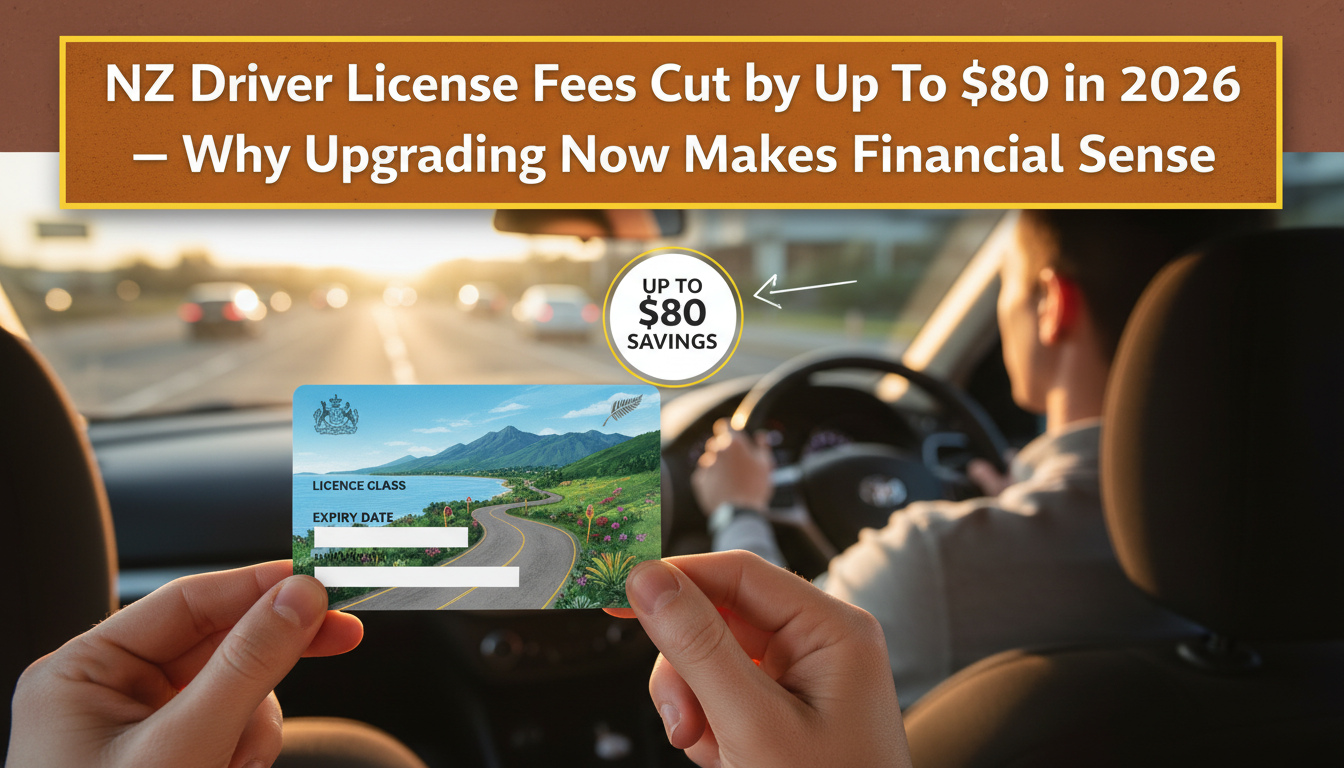NZ Driver Licence Fees Cut by Up to $80 in 2026 — Why Upgrading Now Makes Financial Sense