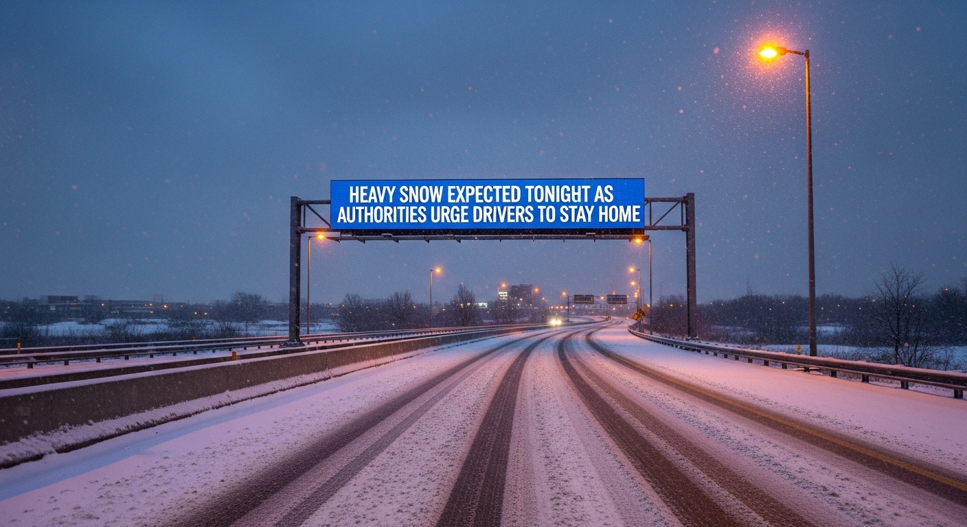 Heavy Snow Expected Tonight as Authorities Urge Drivers to Stay Home